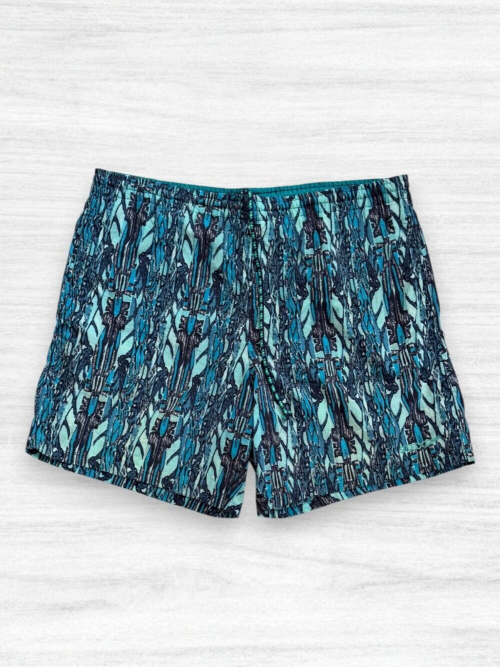 Vintage Speedo Swim Trunks Mens S Small Blue Abstract Print Lined Shorts 90s